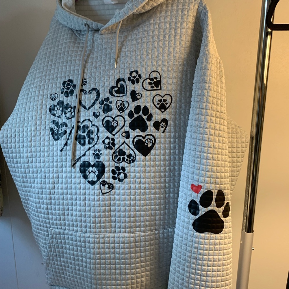 Gray Hoodie with Paw Print Design size 4x